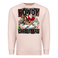 Pale Pink Howdy Christmas Rodeo Santa Premium Sweatshirt - FaDigitalArtStudio