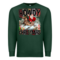 Sports Green Howdy Christmas Rodeo Santa Premium Sweatshirt - FaDigitalArtStudio