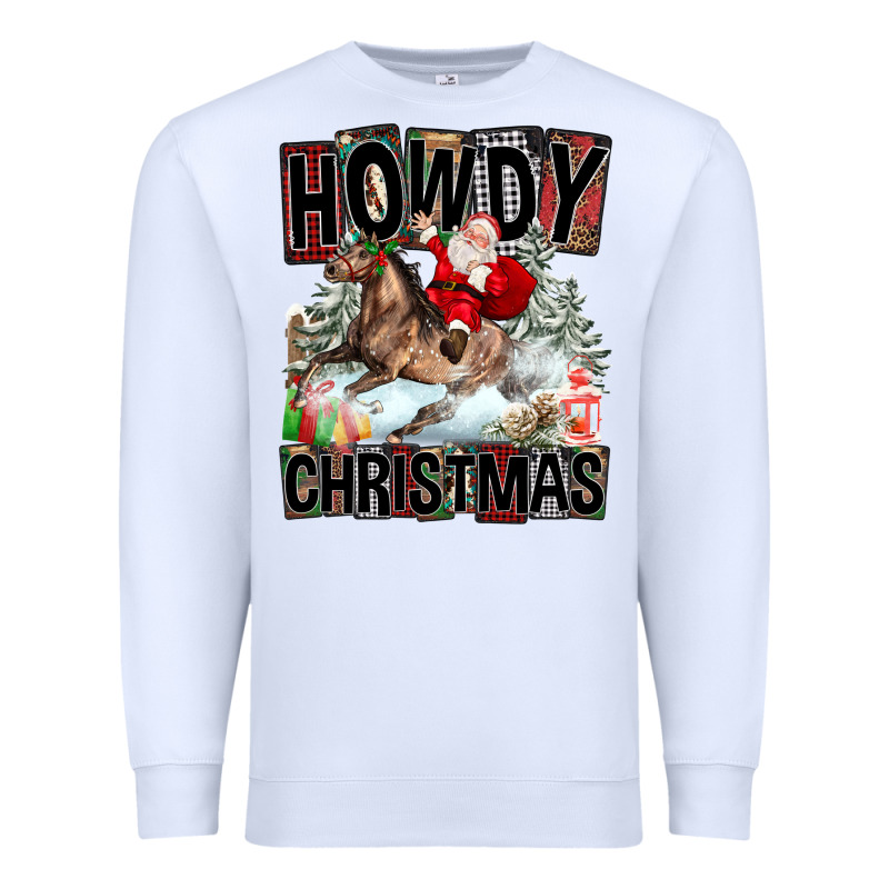 Howdy Christmas Rodeo Santa Premium Sweatshirt by FaDigitalArtStudio | Teevron