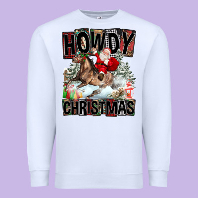 Howdy Christmas Rodeo Santa Premium Sweatshirt Designed By Fadigitalartstudio