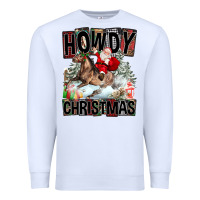 White Howdy Christmas Rodeo Santa Premium Sweatshirt - FaDigitalArtStudio