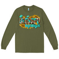 Army Green Blessed Mama Long Sleeve Tee - texasbilliewilder
