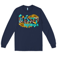 Navy Blessed Mama Long Sleeve Tee - texasbilliewilder