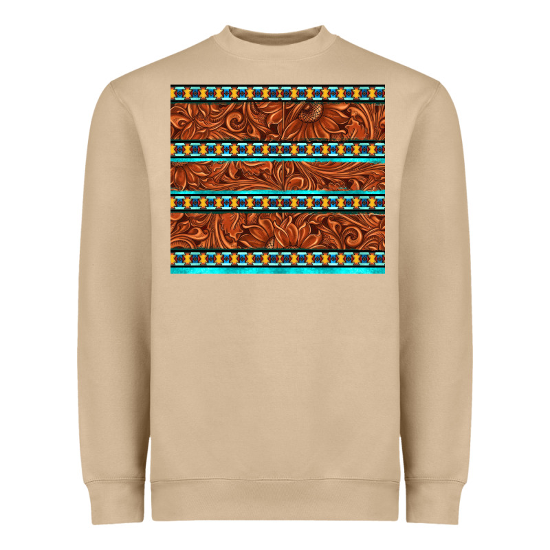 Tooled Leather And Aztec Heavyweight Sweatshirt by TumblerDesignByShophia | Teevron