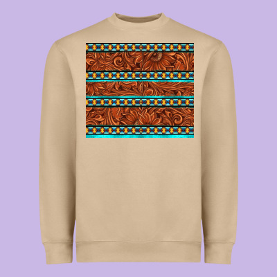 Tooled Leather And Aztec Heavyweight Sweatshirt Designed By Tumblerdesignbyshophia