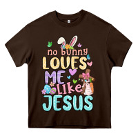 Chocolate Brown no bunny loves me like jesus Heavy Core Tee - MaliasSmallBusiness