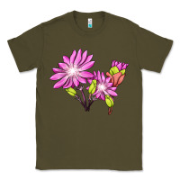 Army Green Bitterroot Flower Illustrations Classic Tee - LillyAllenDesigns