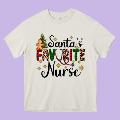 Santa's Favorite Nurse Heavy Core Tee Designed By Adodesignshop