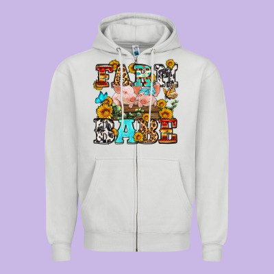 Western Farm Babe Zipper Hoodie Designed By Oliviacreatesart
