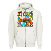 Oatmeal Heather western farm babe Zipper Hoodie - OliviaCreatesArt