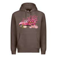 Coffee Breast Cancer truck Premium Hoodie - FaDigitalArtStudio