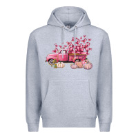 Heather Grey Breast Cancer truck Premium Hoodie - FaDigitalArtStudio