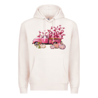 Pale Pink Breast Cancer truck Premium Hoodie - FaDigitalArtStudio