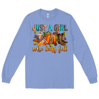 Colony Blue Just a girl who loves Fall Long Sleeve Tee - RanaPortraitStore