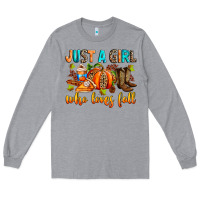 Heather Grey Just a girl who loves Fall Long Sleeve Tee - RanaPortraitStore