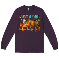 Plum Just a girl who loves Fall Long Sleeve Tee - RanaPortraitStore