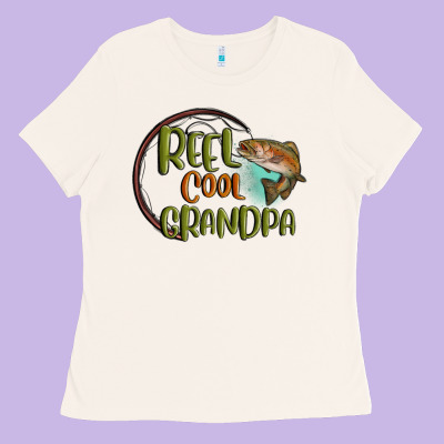 Reel Cool  Grandpa Ladies Tee Designed By Maliassmallbusiness