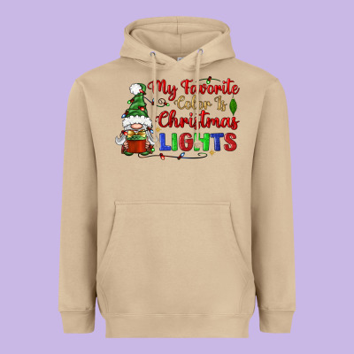 My Favorite Color Is Christmas Lights Heavyweight Hoodie Designed By Bundleandbundleshop