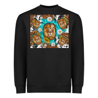 Black lion with leopard and cowhide pattern Heavyweight Sweatshirt - TumblerDesignByShophia