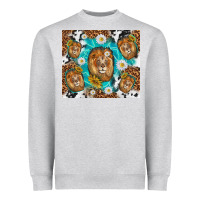 Heather Grey lion with leopard and cowhide pattern Heavyweight Sweatshirt - TumblerDesignByShophia