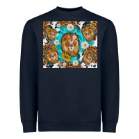 Lion With Leopard And Cowhide Pattern Heavyweight Sweatshirt | Teevron