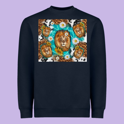 Lion With Leopard And Cowhide Pattern Heavyweight Sweatshirt Designed By Tumblerdesignbyshophia