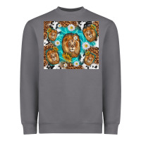 Storm lion with leopard and cowhide pattern Heavyweight Sweatshirt - TumblerDesignByShophia