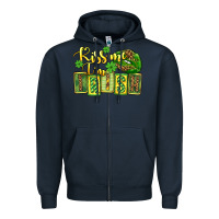 Navy St. Patrick's Kiss me i am irish Zipper Hoodie - OliviaCreatesArt