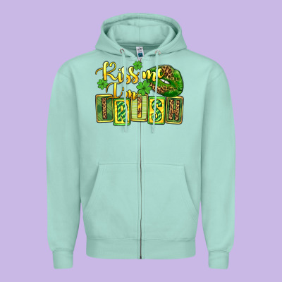 St. Patrick's Kiss Me I Am Irish Zipper Hoodie Designed By Oliviacreatesart