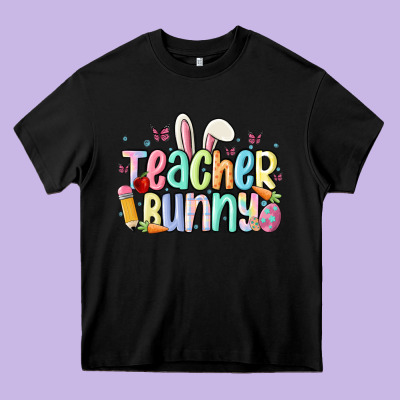 Teacher Bunny Heavy Core Tee Designed By Maliassmallbusiness