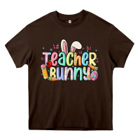 Chocolate Brown teacher bunny Heavy Core Tee - MaliasSmallBusiness
