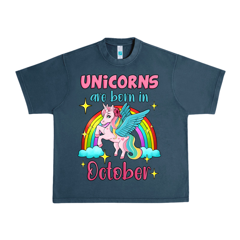 Unicorns Are Born In October Urban Heavy Tee by Jasminsmagicworld | Teevron