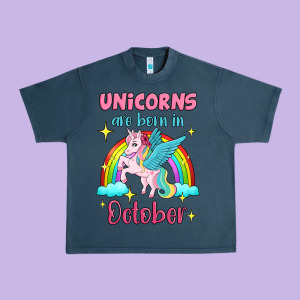 Unicorns Are Born In October Urban Heavy Tee Designed By Jasminsmagicworld