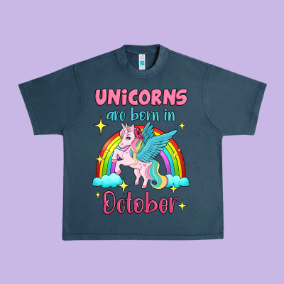 Unicorns Are Born In October Urban Heavy Tee Designed By Jasminsmagicworld