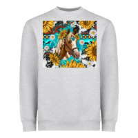 Heather Grey cowhide aztec horse Heavyweight Sweatshirt - TumblerDesignByShophia