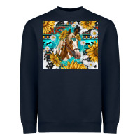 Navy cowhide aztec horse Heavyweight Sweatshirt - TumblerDesignByShophia