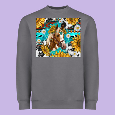 Cowhide Aztec Horse Heavyweight Sweatshirt Designed By Tumblerdesignbyshophia