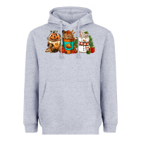 Heather Grey Halloween thanksgiving christmas coffee cups Heavyweight Hoodie - FaDigitalArtStudio