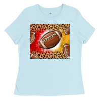 Baby Blue team color red and gold football Ladies Tee - MaliasSmallBusiness