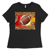 Black team color red and gold football Ladies Tee - MaliasSmallBusiness