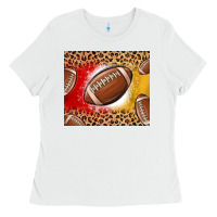 White team color red and gold football Ladies Tee - MaliasSmallBusiness