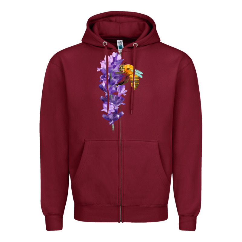Honey Bee With Lavender Fa Element Zipper Hoodie by FaDigitalArtStudio | Teevron