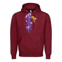 Burgundy honey bee with lavender fa element Zipper Hoodie - FaDigitalArtStudio