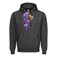 Charcoal Heather honey bee with lavender fa element Zipper Hoodie - FaDigitalArtStudio