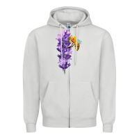 Dove Grey honey bee with lavender fa element Zipper Hoodie - FaDigitalArtStudio