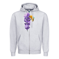 Heather Grey honey bee with lavender fa element Zipper Hoodie - FaDigitalArtStudio