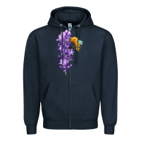 Navy honey bee with lavender fa element Zipper Hoodie - FaDigitalArtStudio