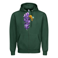 Sports Green honey bee with lavender fa element Zipper Hoodie - FaDigitalArtStudio