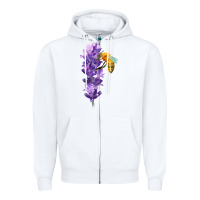 White honey bee with lavender fa element Zipper Hoodie - FaDigitalArtStudio