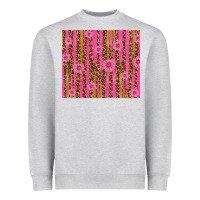 Glitter Pink Stripe Leopard Pattern With Flowers Heavyweight Sweatshirt | Teevron